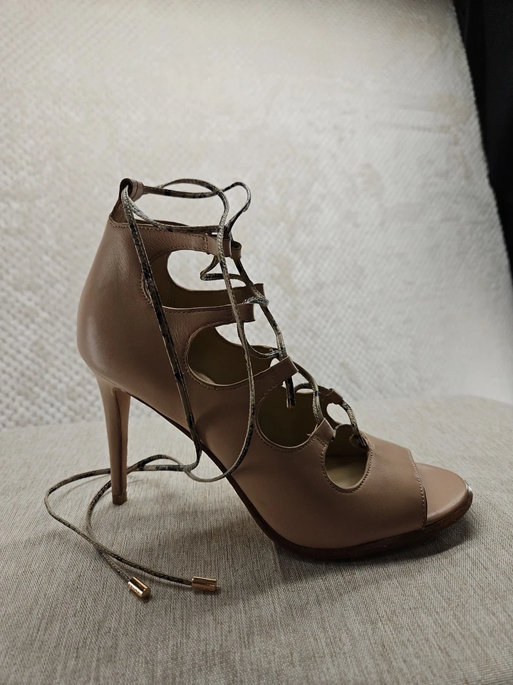 Coach Kira Lace Up-Up-Up Elegant Fun Open Toe Pinky Nude Sz 7.5 B Pre-loved - Image 3 of 4