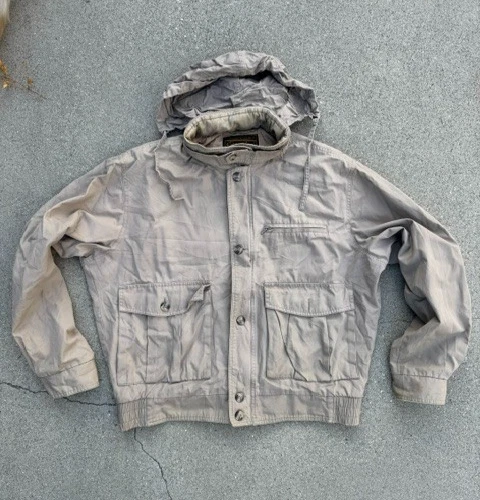 Vtg 90s Eddie Bauer Fishing Hunting Jacket Hooded Khaki Beige Cotton Mens L
Opens in a new window or