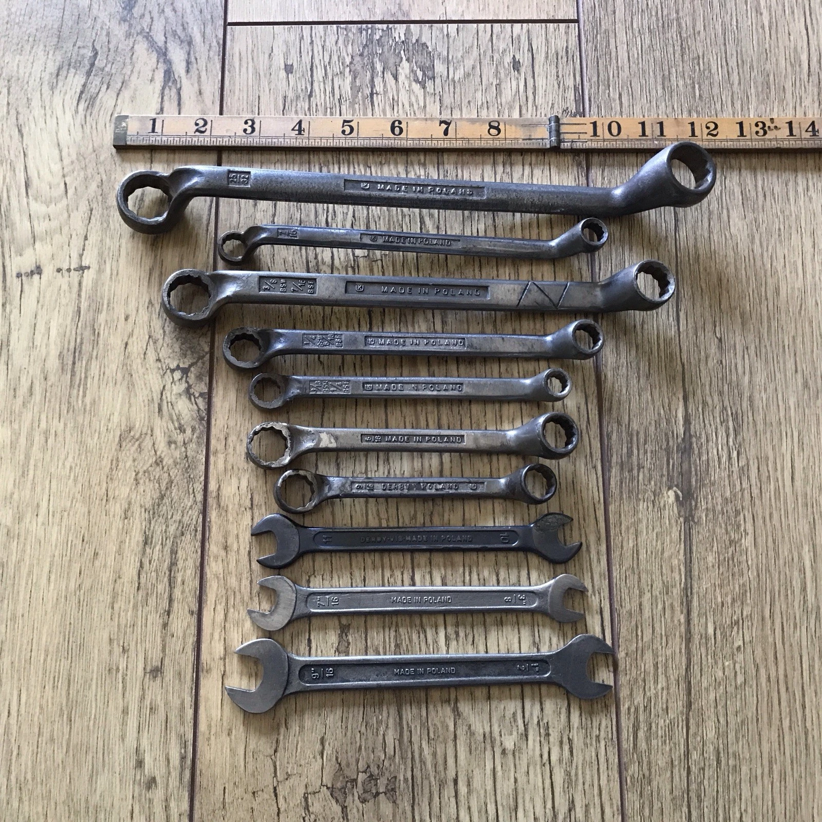 10 Made In Poland Spanners Whitworth AF And Metric.
