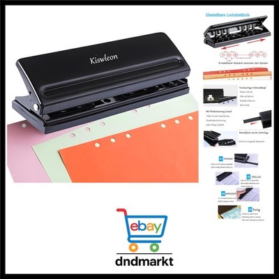 6 Fach Locher Binder Puncher,Büro Binder Puncher für Verstellbare Abstände Me...