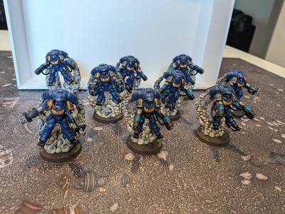 Warhammer 40k Painted Space Marines Ultramarines Inceptors 9x Lot 3D Stands