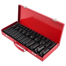 35pcs 12 Deep Impact Socket Set Drive 6 Point Metric Garage Tool 8 - 32mm
