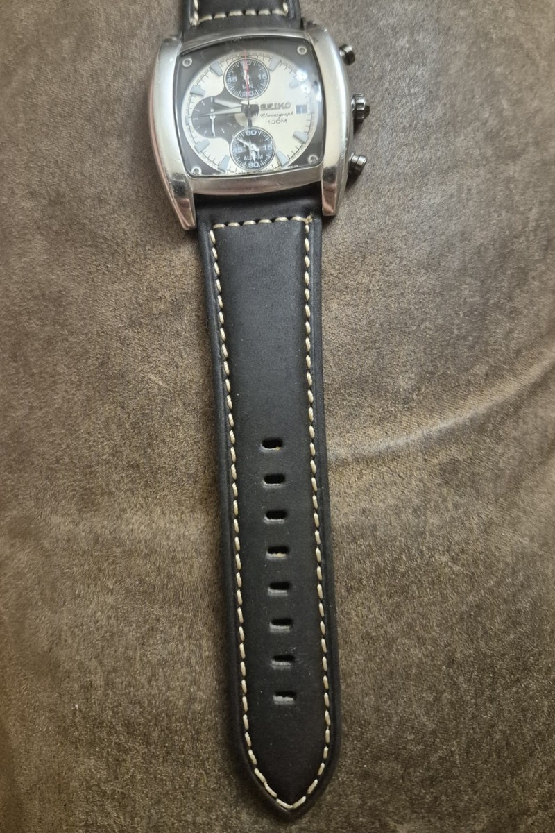 Rare SEIKO PANDA 7T62-0HFO Quartz CHRONOGRAPH TV DIALWatches 43 mm