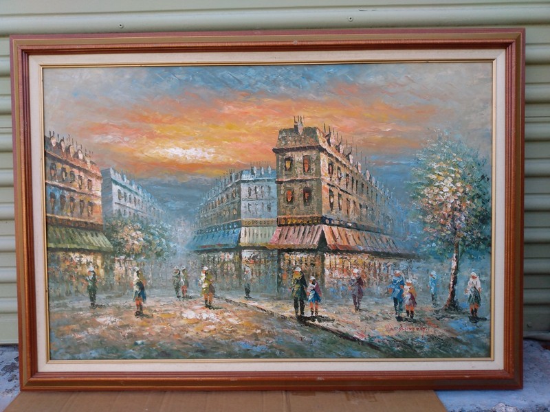 Calle de Paris Original Oleo  1966  by Caroline Burnett
