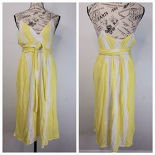 Anthropologie Moth Midi Dress Sz M V Neck Spaghetti Straps Beachy Cottagecore
