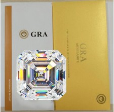 Loose Moissanite Asscher Cut Real Gem Stone W. GRA Certificate All Sizes VVS1 D