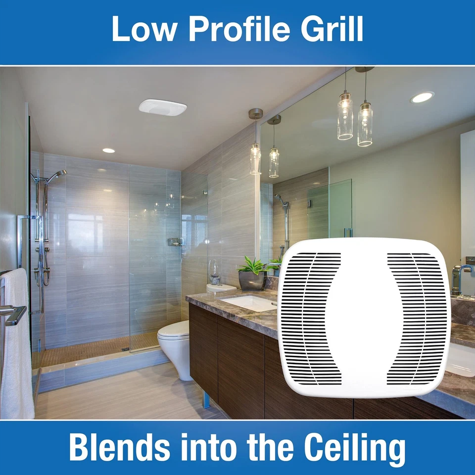 Ventilador de escape Air King 90 CFM montado en el techo instalación a presión baño, BFQ90 Foto 2 de 4