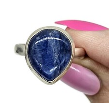 Pear Kyanite Ring, Size R, Sterling Silver, Gemstone for Negotiations