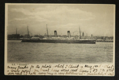 S.S. Oceanic Postcard Steamship Black and White Photo Image Ocean Liner