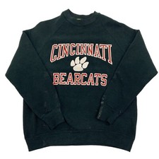 Vintage 80  s Cincinnati Bearcats Black Distressed Sweatshirt Large 50/50 8518