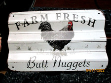 Metal Sign FARM FRESH Butt Nuggets for Kitchen She Shed eggs NIP