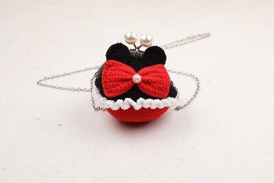 Crochet Kiss Lock Bag Black and Red