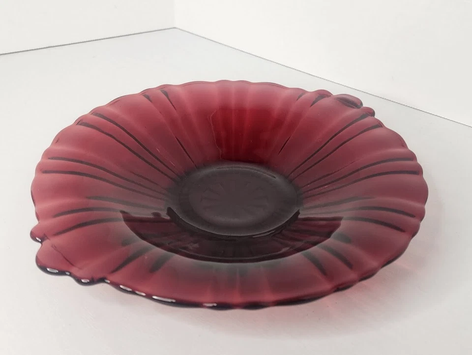 VTG Old Cafe Royal Ruby Round Mint Tray Anchor Hocking Ridges Depression Glass - Image 3 of 4