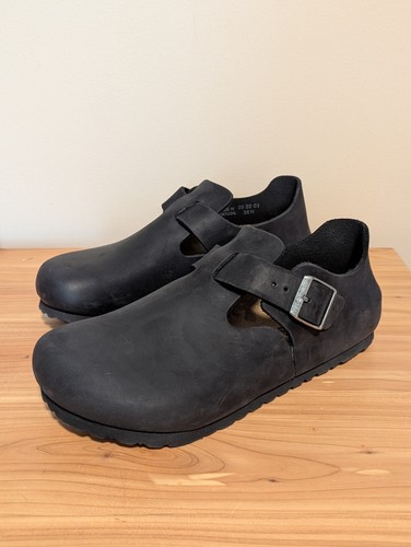 Scarpe BIRKENSTOCK London taglia 38 in pelle nera oliata nuove sul retro - Foto 3 di 9