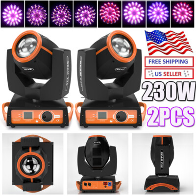 2PCS 230W 7R Sharpy 17 Gobos Moving Head Beam Stage Lighting Zoom 16+8 Prism DMX