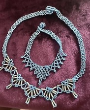 Necklace and Bracelet Set of Turquoise Blue Beads