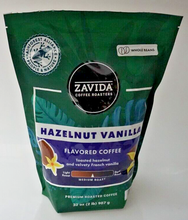 Zavida Coffee Whole Bean Coffee, Hazelnut Vanilla (32 oz.)