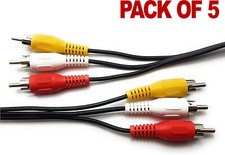 Image of PACK OF 5 - 5 Metre 3 x PHONO A/V PLUGS to 3 x PHONO A/V PLUGS