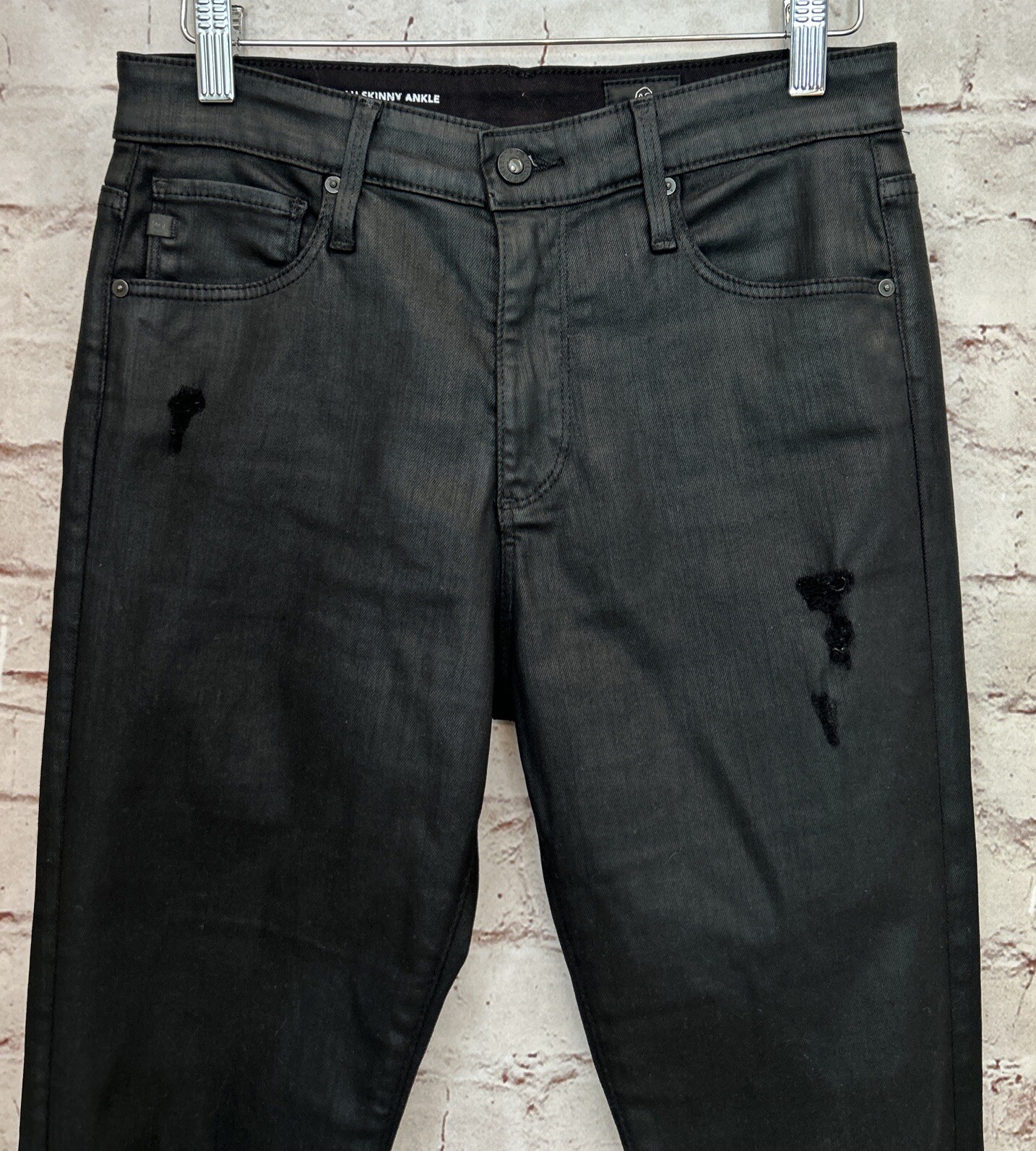 Adriano Goldschmied Womens 27R Black Coated Farrah Skinny Ankle High-Rise Jean thumbnail 2