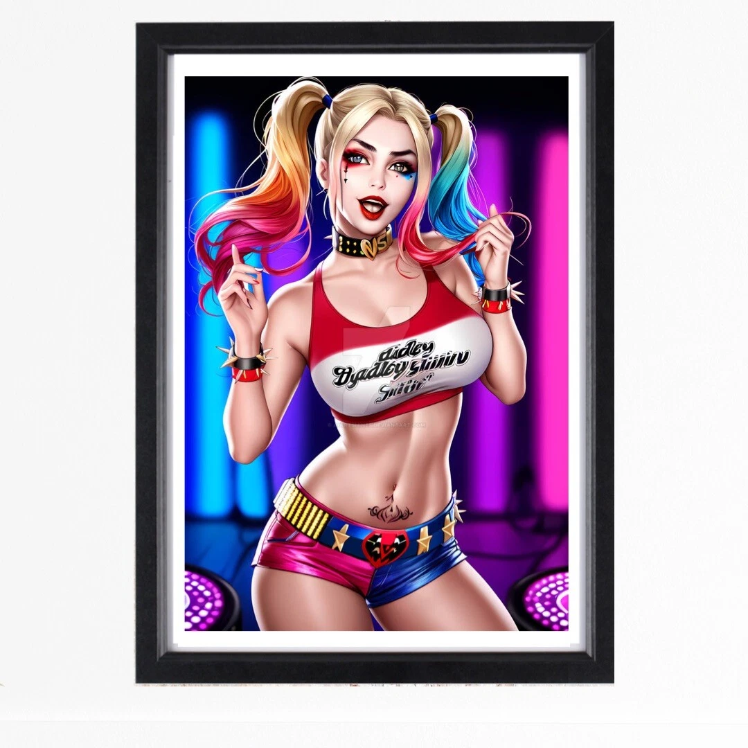 harley quinn sexy photo poster art superhero comic hot A4 print Blush Style  | eBay