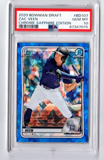 2020 Bowman Chrome Draft Sapphire #BD107 Zac Veen 1st Bowman PSA 10 V4