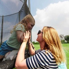 SkySurf Classic 12' Trampoline w/ Safety Enclosure Net and Ladder for Kids