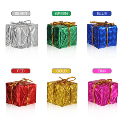 24pcs Xmas Tree Small Gift Boxes Hanging Decorations Mini Wrapped Present Boxes 