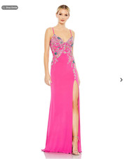 New MAC DUGGAL MULTI COLOR BEADED FLORAL CAMI PINK GOWN sz 16