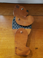 Vtg Wooden Teddy Bear Jointed Figurine Country Kids Decor 16"