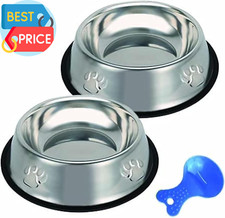 Stainless Steel Cat Bowl 2 Pack Metal Dog Bowls for Food and Water Non-Slip