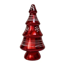 Winter Wonder Lane Red Glass Christmas Tree Sparkle Snowflakes Holiday Decor