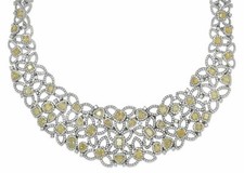 EXTRA LARGE 41.31T WHITE & FANCY YELLOW DIAMOND 18K 2 TONE GOLD FLOWER NECKLACE