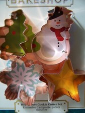 Christmas Cookie Cutters Tree Santa Star Bakeshop Lg Stainless Traditional NWT