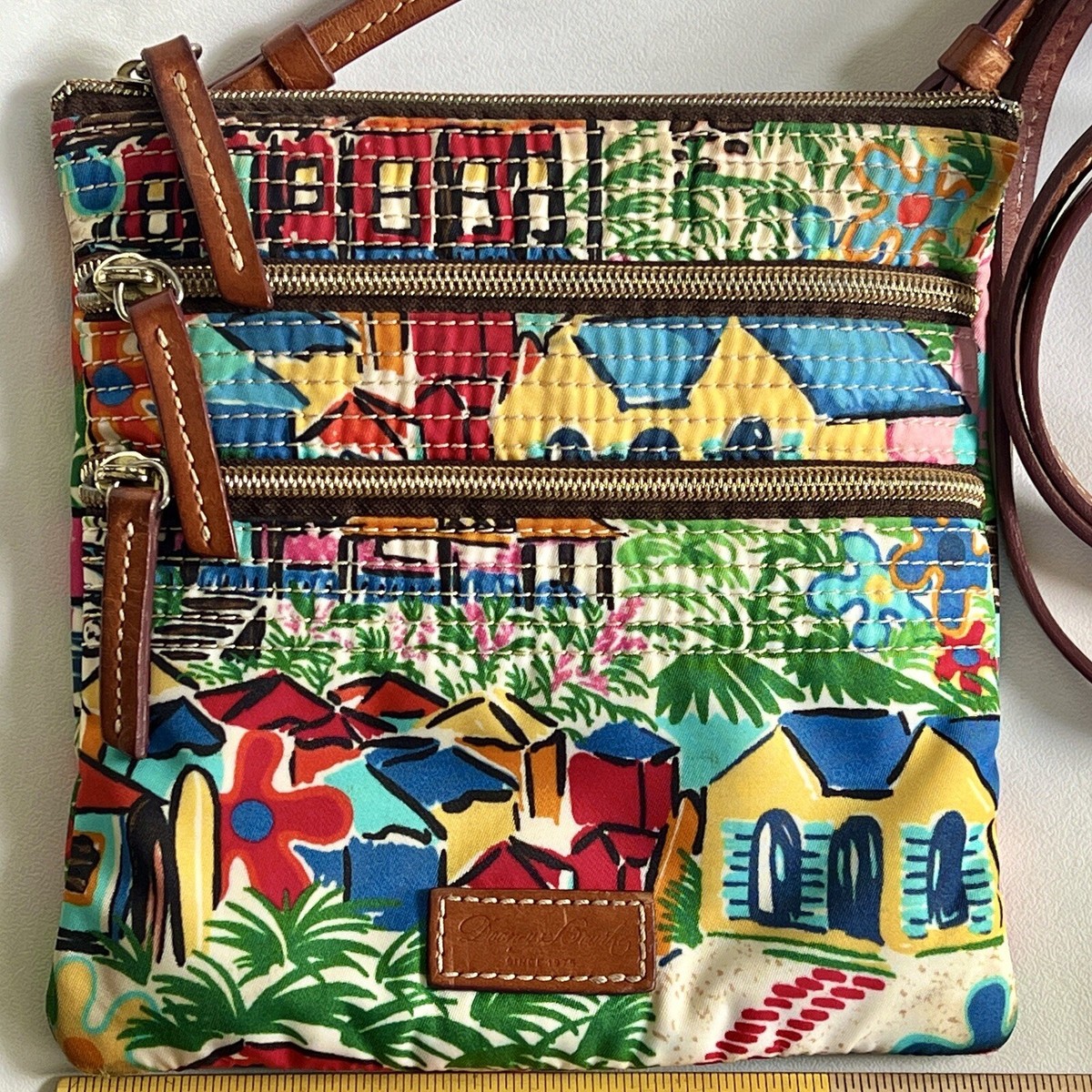 Dooney and Bourke Tropical Island Triple Zip Crossbody Bag Dooney and Bourke Tropical Island Triple Zip Crossbody Bag