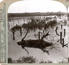 WW1 military Stereoview card British Army floods & barbed wire Nieuport #37