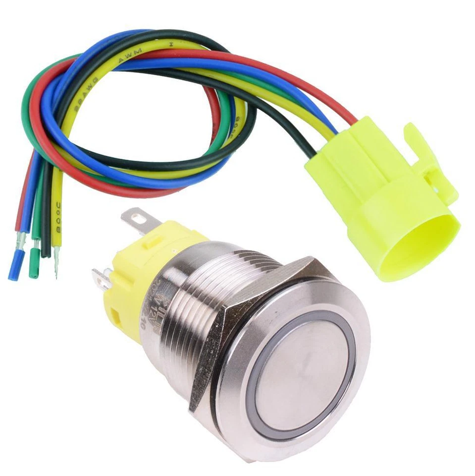 illuminated 19mm Vandal Resistant Push Button Switch 3V 12V 24V