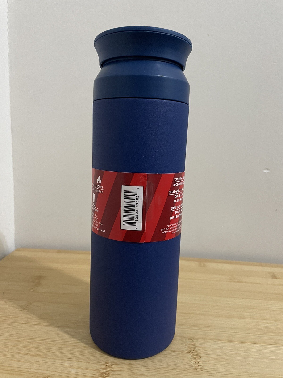 Tim Hortons Travel Mug Tumbler 2023 Blue 20oz 590ml Hot 6 hours Cold 24