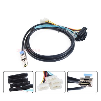 2M Mini SAS SFF-8088 to SAS SFF-8482 Male 29Pin with 4Pin IDE Power Supply Cable