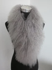  100% Genuine Mongolian lamb fur scarf /fur collar/ fur wrap /gray women's cape