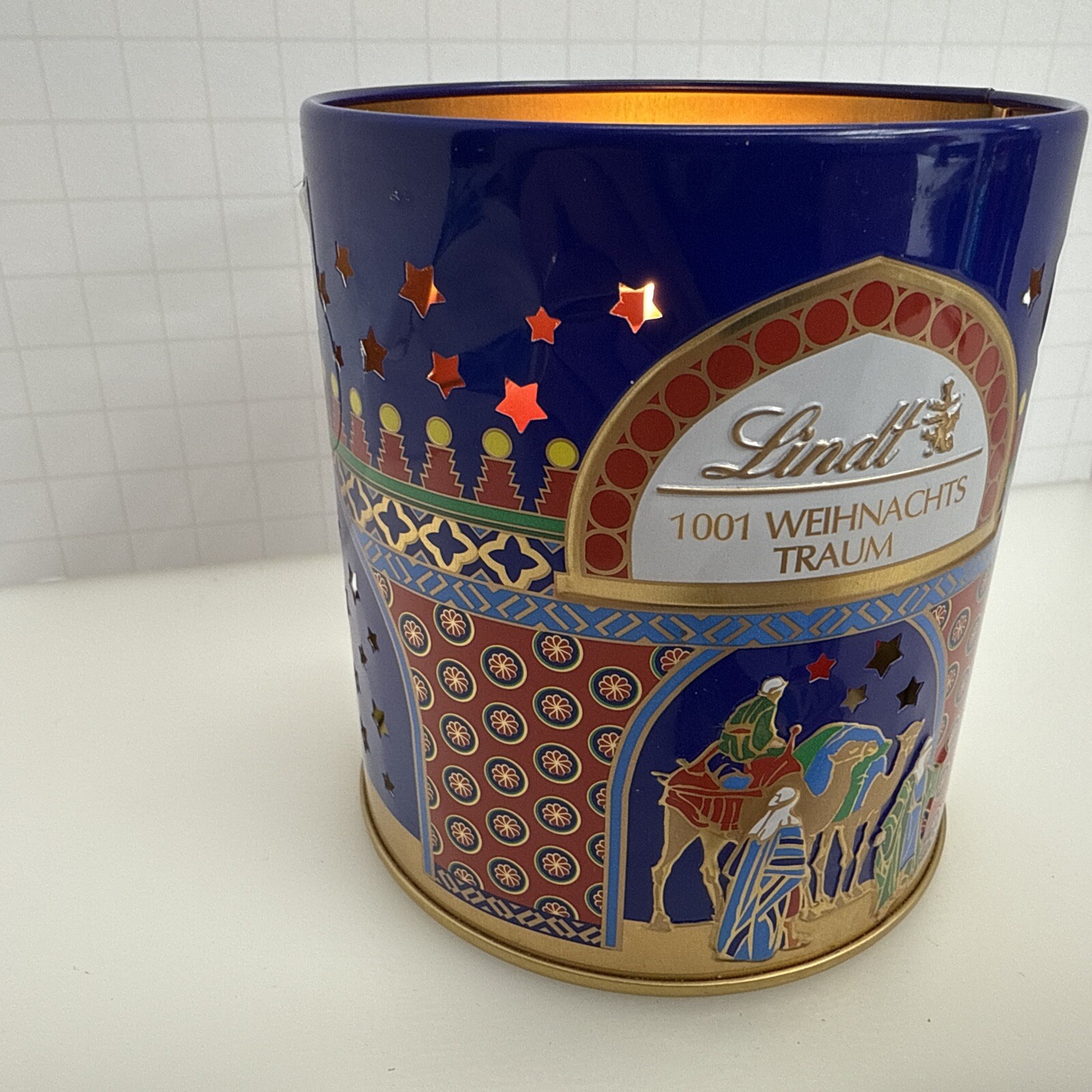 Lindt & Sprungli Chocolate Tin Christmas Wise Men Empty Decor Tea Light