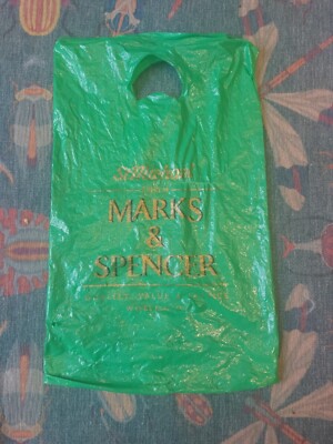 Vintage Tragetasche 90er Marks and Spencer St Michael grün ca. 46 cm x 27 cm