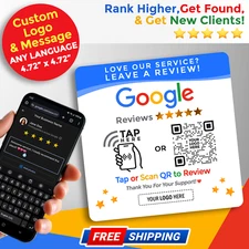 TapjetPro Custom Logo Google Review Tap Plate | XL Display Sign | NFC + QR Code