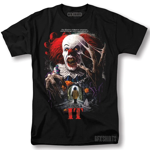 IT Pennywise Shirt Clown  Horror Movie Vintage Graphic Design T-Shirt
