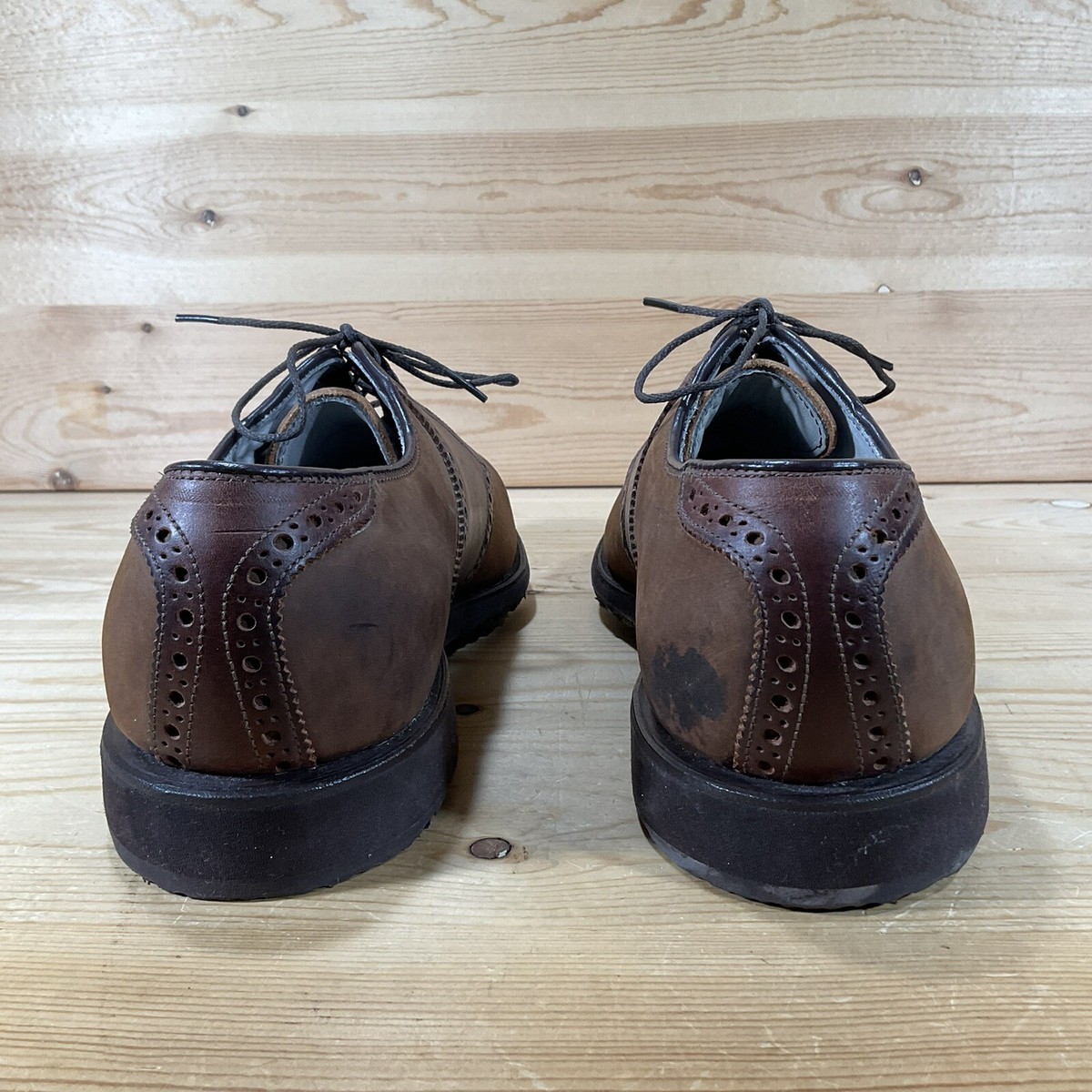 Footjoy Classics Leather Spikeless Golf Saddle Shoes Men’s 8.5 E WIDE Brown USA FootJoy Golf Men main image 3