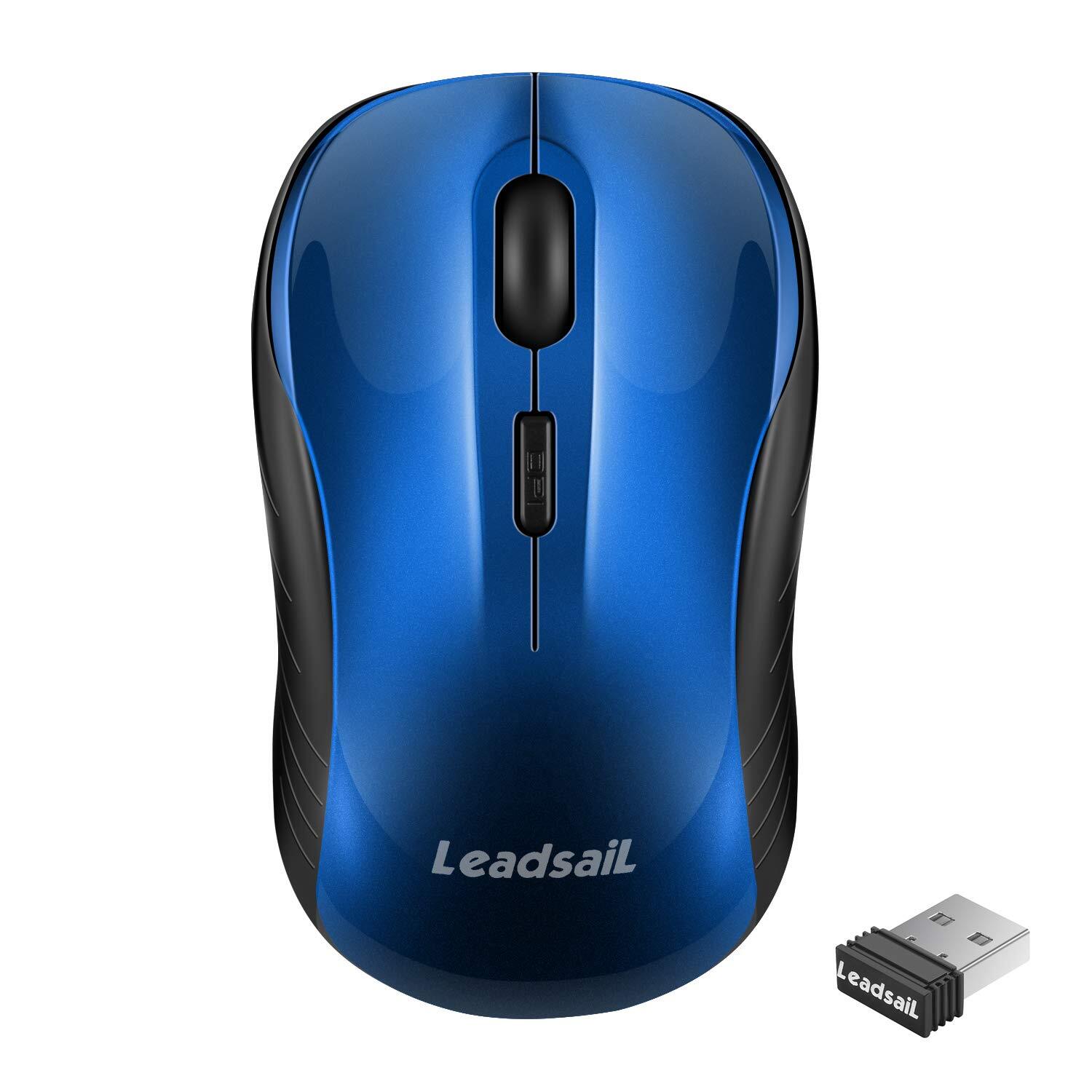 LeadsaiL Wireless Silent 2.4G USB Optical Cordless Mouse for Laptop PC Mac Compact Design Ergonomic Computer Mouse
