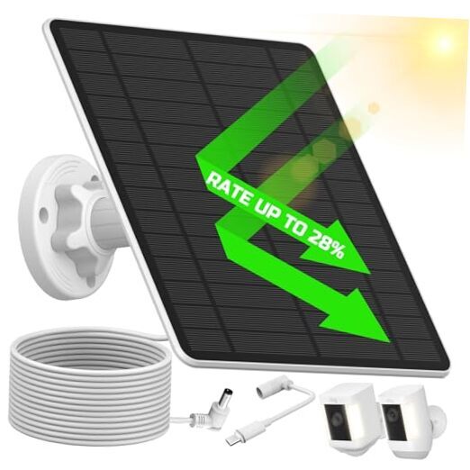 Ring Camera Solar Panel with USB-C in Ivory White for Continuous Charging