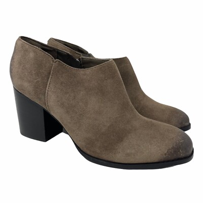 Clarks Narrative Women's 10 Othea Ada Khaki Burnished Suede Ankle Boots Almond T