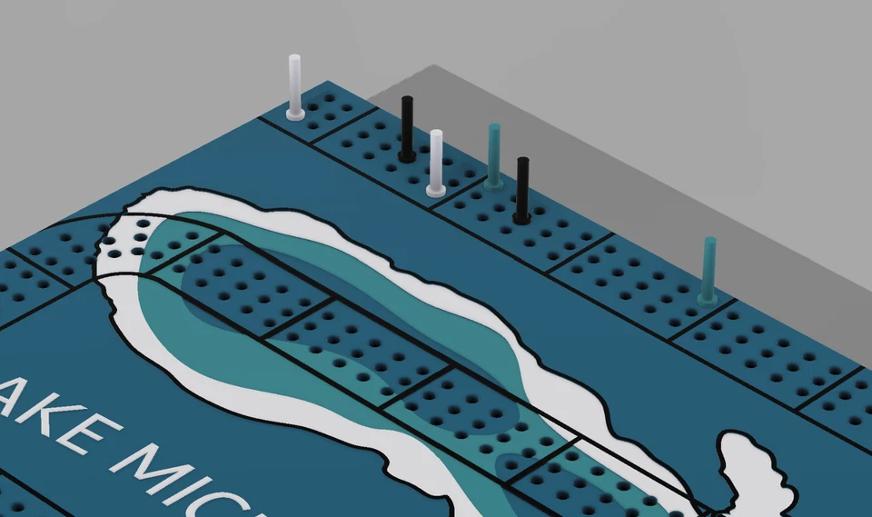 Tablero de cuna azul impreso en 3D, Lake Michigan Foto 2 de 4