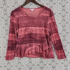 Lucky brand scoop neck long sleeve printed ruffle top women's M