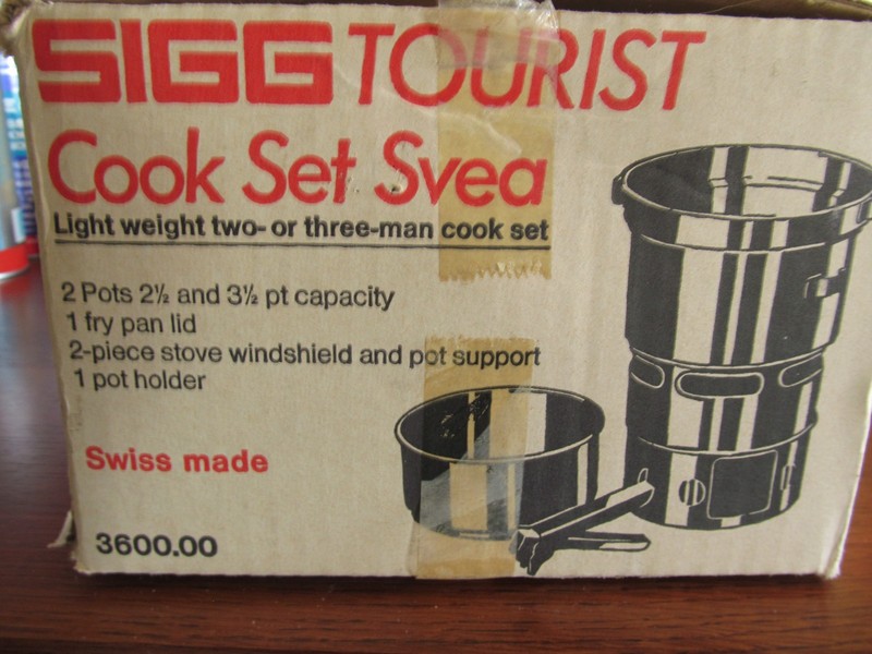Svea Vintage Cookset with Svea 123 Stove (Pre-1969) and MSR fuel bottle)